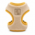 Beige and Yellow Fleece Dog Harness with Adjustable Straps & Cozy Padded Design