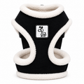 Black and White Fleece Dog Harness with Adjustable Straps & Cozy Padded Design
