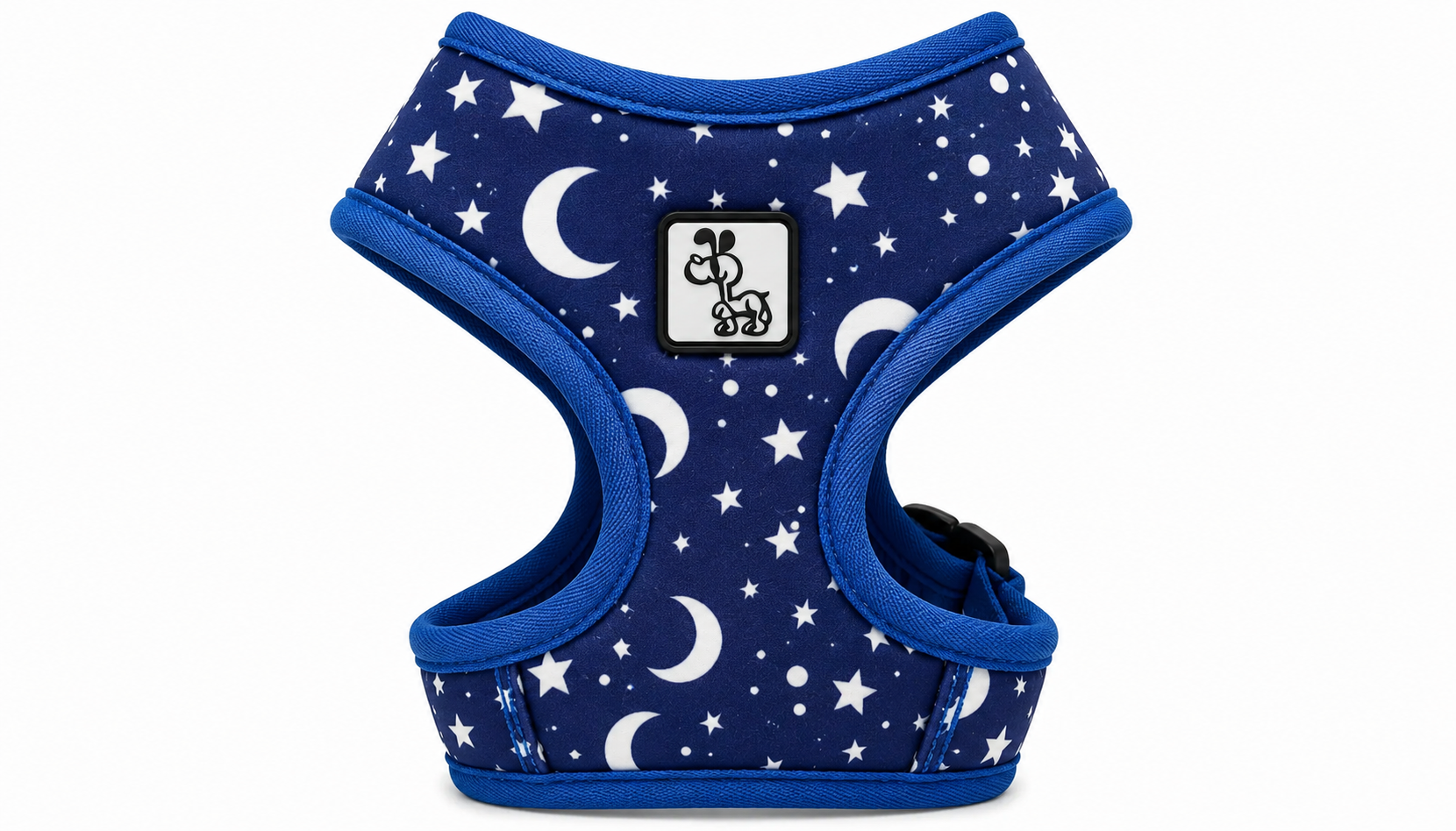 Dark Blue Celestial Dog Harness with Adjustable Straps & Comfortable Padded Design