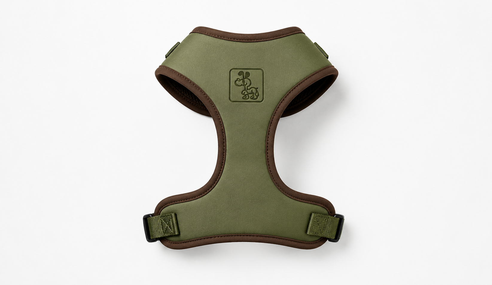 Green and Brown Dog Harness with Adjustable Straps & Comfortable Padded Design