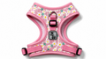 Pink Floral Dog Harness with Adjustable Straps & Breathable Mesh Design