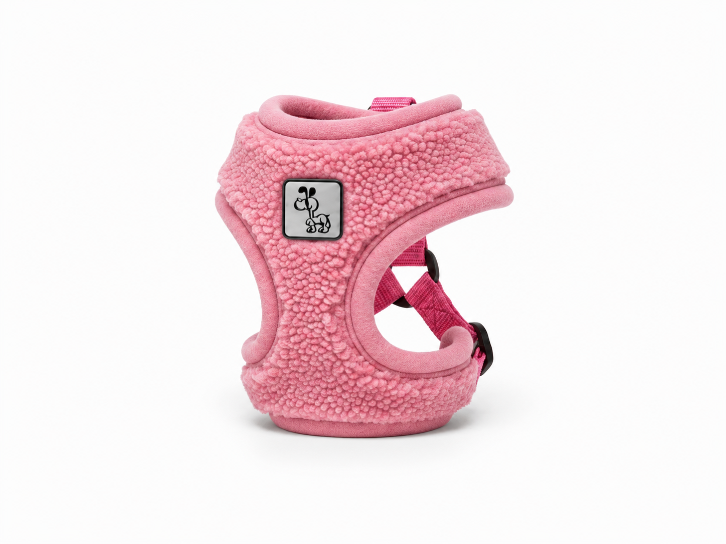 Pink Fleece Dog Harness with Adjustable Straps & Cozy Padded Design